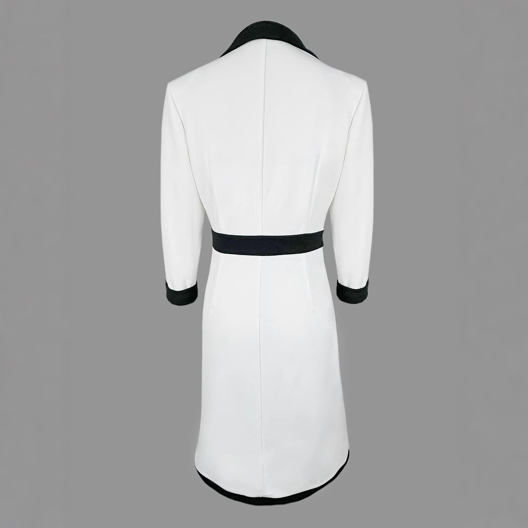 Elegant Womens White A-Line Blazer Dress New Button-Down Front Office Dress